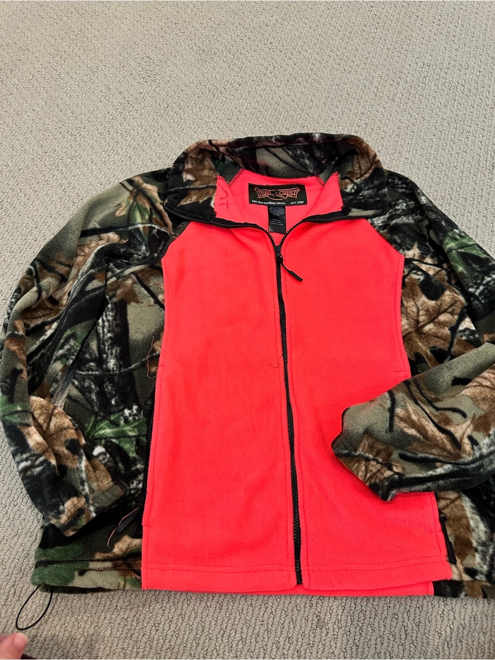 Neon Pink Camo Panel Women's Puffer Jacket
